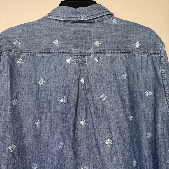 AMERICAN EAGLE women's size XL chambray embroidered button denim top shirt - Picture 4 of 8